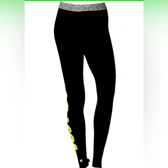 Nike Pro Hyperwarm Tights Mezzo Waistband Compression Black/Volt Women |Size S - Picture 5 of 10